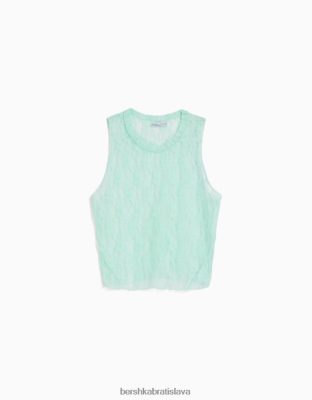 Bershka unisex čipkovaná košeľa bez rukávov zelená oblečenie B86RXX3859 Bershka Slovakia