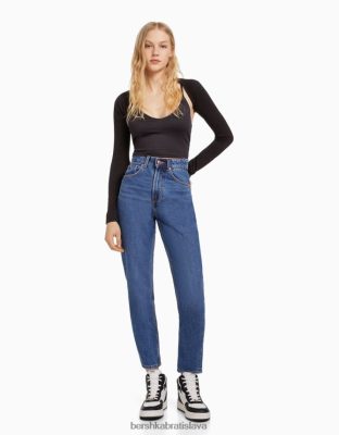 Bershka unisex mama džínsy modrá oblečenie B86RXX3942 Bershka Nohavice