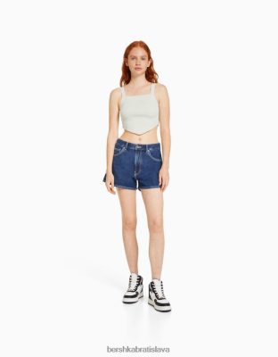 Bershka unisex mama fit denim šortky modrá oblečenie B86RXX4019 Bershka Rifle