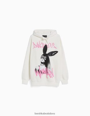 Bershka unisex mikina s kapucňou ariana grande print off white oblečenie B86RXX4124 Bershka Rifle
