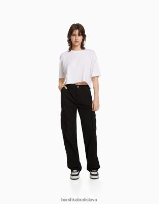 Bershka unisex nastaviteľné cargo nohavice rovného strihu čierna oblečenie B86RXX3871 Bershka Slovakia