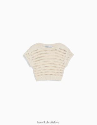 Bershka unisex otvorený pletený sveter s krátkym rukávom krém oblečenie B86RXX3713 Bershka Rifle