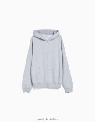 Bershka unisex oversize mikina s kapucňou na zips sivá oblečenie B86RXX4126 Bershka Slovakia