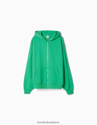 Bershka unisex oversize mikina s kapucňou na zips zelená oblečenie B86RXX4127 Bershka Rifle