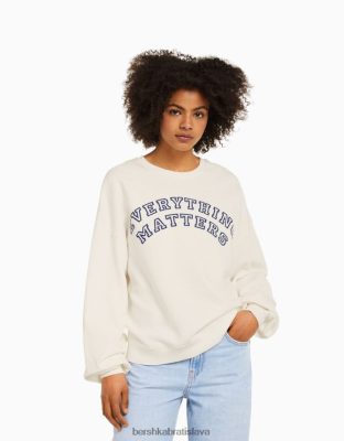 Bershka unisex oversize mikina s potlačou krém oblečenie B86RXX4118 Bershka Rifle