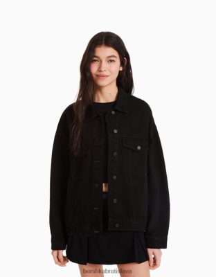 Bershka unisex oversized džínsová bunda čierna oblečenie B86RXX4160 Bershka Rifle
