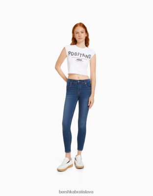 Bershka unisex push-up úzke džínsy modrá oblečenie B86RXX3971 Bershka Rifle