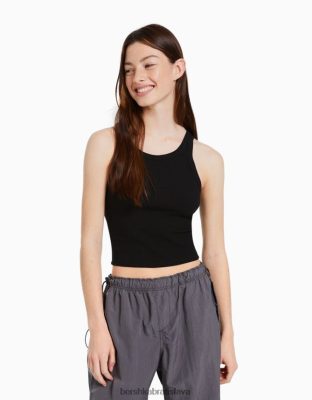 Bershka unisex rebrované tielko čierna oblečenie B86RXX3854 Bershka Rifle