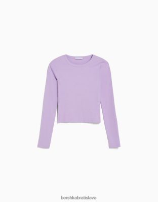 Bershka unisex rebrované tričko s dlhým rukávom fialová oblečenie B86RXX3805 Bershka Slovakia