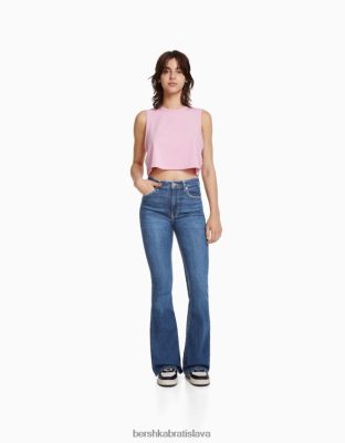 Bershka unisex rozšírené džínsy modrá oblečenie B86RXX3930 Bershka Nohavice