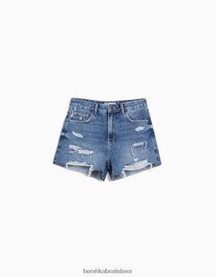 Bershka unisex roztrhané džínsové šortky s vreckami modrá oblečenie B86RXX4047 Bershka Nohavice