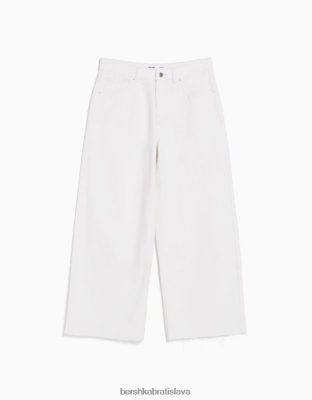 Bershka unisex skrátené džínsy so širokými nohavicami biela oblečenie B86RXX3987 Bershka Nohavice