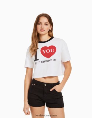 Bershka unisex skrátená mikina s krátkym rukávom s potlačou krém oblečenie B86RXX4136 Bershka Rifle