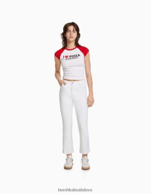 Bershka unisex skrátené rozšírené džínsy biela oblečenie B86RXX3923 Bershka Rifle