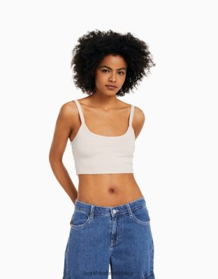 Bershka unisex skrátené tielko piesku oblečenie B86RXX3750 Bershka Nohavice