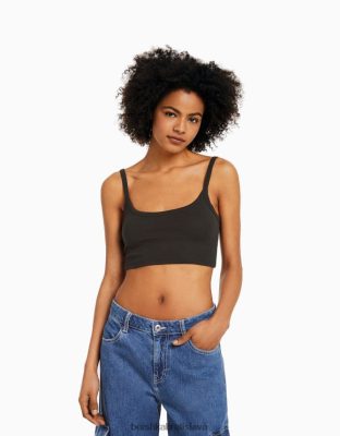 Bershka unisex skrátené tielko tmavo šedá oblečenie B86RXX3752 Bershka Rifle