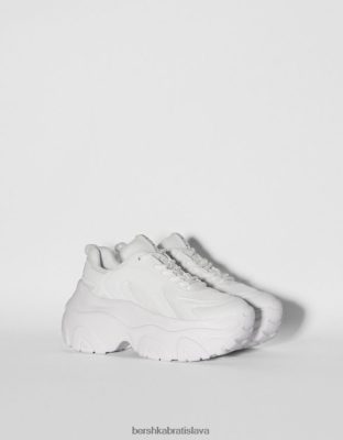 Bershka unisex tenisky s kontrastnou sieťovinou a xl podrážkou biela obuv B86RXX4194 Bershka Nohavice