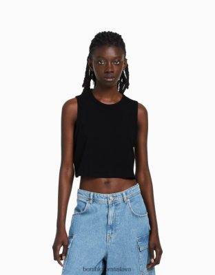 Bershka unisex tielko čierna oblečenie B86RXX3779 Bershka Rifle