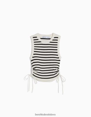 Bershka unisex tielko s naberanými kravatami krém oblečenie B86RXX3699 Bershka Nohavice