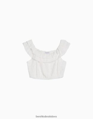 Bershka unisex top bez ramienok so švajčiarskou výšivkou krém oblečenie B86RXX3802 Bershka Slovakia