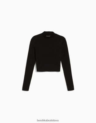 Bershka unisex tričko s dlhým rukávom a vysokým výstrihom čierna oblečenie B86RXX3824 Bershka Rifle