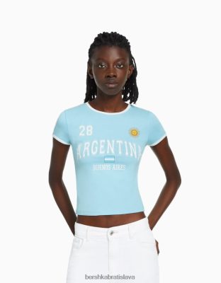 Bershka unisex tričko s krátkym rukávom a potlačou modrá oblečenie B86RXX3736 Bershka Slovakia