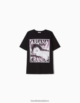 Bershka unisex tričko s krátkym rukávom s potlačou ariana grande čierna oblečenie B86RXX3705 Bershka Nohavice