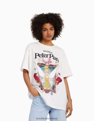 Bershka unisex tričko s krátkym rukávom s potlačou peter pan biela oblečenie B86RXX3830 Bershka Rifle