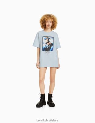 Bershka unisex tupacové tričko s krátkym rukávom svetlo modrá oblečenie B86RXX3709 Bershka Slovakia