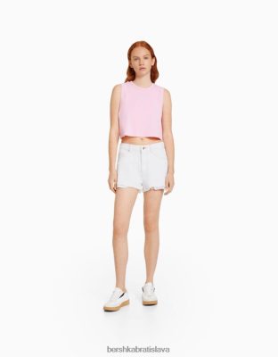 Bershka unisex vintage roztrhané džínsové šortky biela oblečenie B86RXX4054 Bershka Slovakia