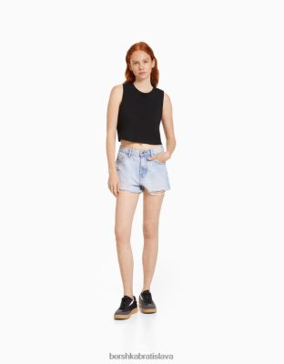 Bershka unisex vintage roztrhané džínsové šortky svetlo modrá oblečenie B86RXX4053 Bershka Nohavice